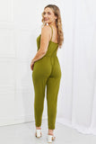 Capella Comfy Casual Full Size Solid Elastic Waistband Jumpsuit in Chartreuse - ONLINE ONLY 2-7 DAY SHIP