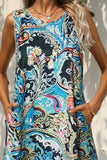 Printed Round Neck Sleeveless Dress with Pockets - ONLINE ONLY 2-7 DAY SHIP
