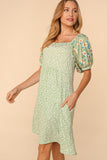 Haptics Full Size Floral Lantern Sleeve Dress with Pockets - ONLINE ONLY 2-10 DAY SHIPPING