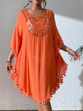 Tassel Cutout Scoop Neck Cover-Up Dress -ONLINE ONLY