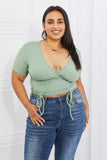 Capella Back To Simple Full Size Ribbed Front Scrunched Top in Green - ONLINE ONLY 2-7 DAY SHIP