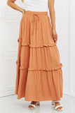 Zenana Summer Days Full Size Ruffled Maxi Skirt in Butter Orange - ONLINE ONLY 2-7 DAY SHIP