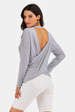 V-Neck Drop Shoulder Open Back Sweatshirt- ONLINE ONLY 2-10 DAY SHIPPING