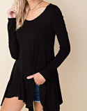 Long sleeve tunic with lace detail and shirring - In Store