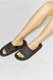 MMShoes Arms Around Me Open Toe Slide in Black- ONLINE ONLY 2-10 DAY SHIPPING
