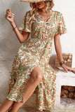 Floral V-Neck Front Slit Dress- ONLINE ONLY 2-10 DAY SHIPPING
