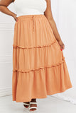 Zenana Summer Days Full Size Ruffled Maxi Skirt in Butter Orange - ONLINE ONLY 2-7 DAY SHIP