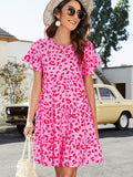 Leopard Short Flounce Sleeve Tiered Dress- ONLINE ONLY 2-10 DAY SHIPPING