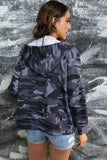 Camouflage Drawstring Detail Zip Up Hooded Jacket- ONLINE ONLY 2-10 DAY SHIPPING