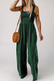 Smocked Square Neck Wide Leg Jumpsuit with Pockets - ONLINE ONLY 2-7 DAY SHIP