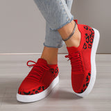 Lace-Up Leopard Flat Sneakers - ONLINE ONLY