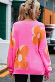 Flower Round Neck Dropped Shoulder Sweater - ONLINE ONLY