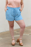 Culture Code Full Size High Waisted Paper bag Shorts in Blue Bell - ONLINE ONLY 2-10 DAY SHIPPING