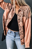 Printed Raw Hem Button Down Jacket with Pockets- ONLINE ONLY 2-10 DAY SHIPPING