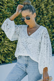 Lace Balloon Sleeve V-Neck Tunic Blouse- ONLINE ONLY 2-10 DAY SHIPPING
