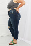 Judy Blue Melaney Full Size Mid Rise Distressed Relaxed Fit Jeans - ONLINE ONLY 2-7 DAY SHIP