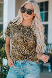 Women Leopard Short Flounce Sleeve Tee- ONLINE ONLY 2-10 DAY SHIPPING