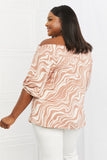 Celeste So Wavy Full Size Off-The-Shoulder Scrunch Sleeve Top in Pale Blush- ONLINE ONLY- 2-7 DAY SHIPPING