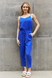 ODDI Full Size Textured Woven Jumpsuit in Royal Blue- ONLINE ONLY 2-10 DAY SHIPPING