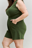 Zenana Forever Yours Full Size V-Neck Sleeveless Romper in Army Green - ONLINE ONLY 2-10 DAY SHIPPING