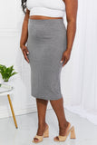 Zenana Full Size Effortless Class Ribbed Midi Skirt - ONLINE ONLY 2-10 DAY SHIPPING