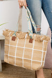 Fame Fringe Detail Checkered Tote Bag- ONLINE ONLY