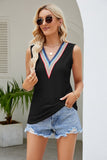 Contrast V-Neck Eyelet Tank- ONLINE ONLY 2-10 DAY SHIPPING
