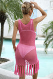 Fringe Hem Openwork Sleeveless Cover-Up Dress- ONLINE ONLY 2-10 DAY SHIPPING