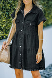 Button Front Raw Hem Denim Dress- ONLINE ONLY 2-10 DAY SHIPPING