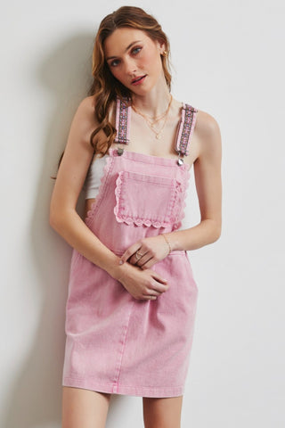 HEYSON Lace Trim Washed Overall Dress - ONLINE ONLY