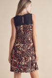 Yelete Full Size Animal Print Round Neck Sleeveless Dress with Pockets- ONLINE ONLY 2-10 DAY SHIPPING