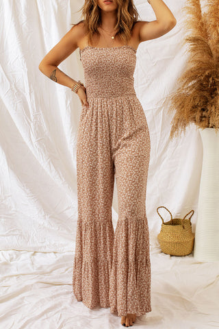 Floral Spaghetti Strap Smocked Wide Leg Jumpsuit - ONLINE ONLY 2-7 DAY SHIP
