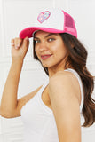 Fame Falling For You Trucker Hat in Pink- ONLINE ONLY 2-10 DAY SHIPPING