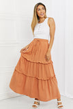 Zenana Summer Days Full Size Ruffled Maxi Skirt in Butter Orange - ONLINE ONLY 2-7 DAY SHIP