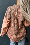 Printed Raw Hem Button Down Jacket with Pockets- ONLINE ONLY 2-10 DAY SHIPPING