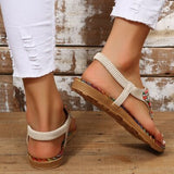 Beaded PU Leather Open Toe Sandals - ONLINE ONLY