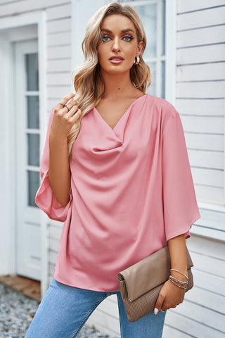 Short Sleeve Draped Blouse - ONLINE ONLY