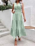 Swiss Dot Tie Back Tiered Sleeveless Dress- ONLINE ONLY 2-10 DAY SHIPPING