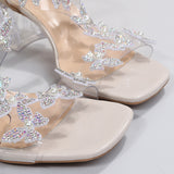 Butterfly Detail Open Toe Mid Heel Sandals - ONLINE ONLY