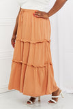 Zenana Summer Days Full Size Ruffled Maxi Skirt in Butter Orange - ONLINE ONLY 2-7 DAY SHIP