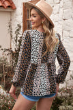 Animal Print Patchwork Balloon Sleeve Blouse- ONLINE ONLY 2-10 DAY SHIPPING