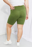Zenana Fearless Full Size Brushed Biker Shorts in Olive- ONLINE ONLY 2-10 DAY SHIPPING