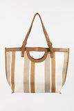 Fame Striped PU Leather Trim Tote Bag- ONLINE ONLY