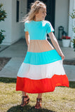 Girls Color Block Round Neck Maxi Dress- ONLINE ONLY 2-10 DAY SHIPPING