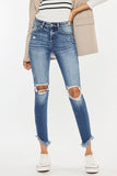 Kancan High Waist Distressed Raw Hem Ankle Skinny Jeans- ONLINE ONLY