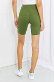 Zenana Fearless Full Size Brushed Biker Shorts in Olive- ONLINE ONLY 2-10 DAY SHIPPING