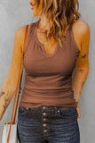 Notched Neck Ribbed Tank Top- ONLINE ONLY- 2-7 DAY SHIPPING