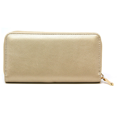 Solid Faux Leather Long Wallet - In Store
