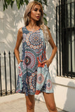 Printed Round Neck Sleeveless Dress with Pockets - ONLINE ONLY 2-7 DAY SHIP