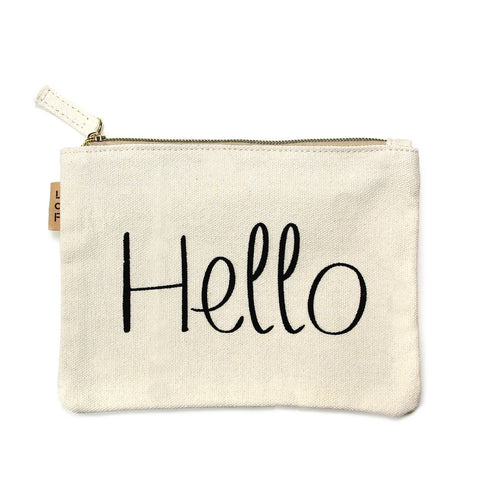 "Hello" canvas travel pouch - In Store